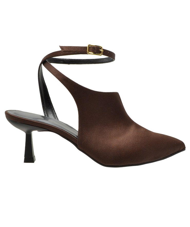 MID HEEL PUMPS U25-637 BROWN SATIN
