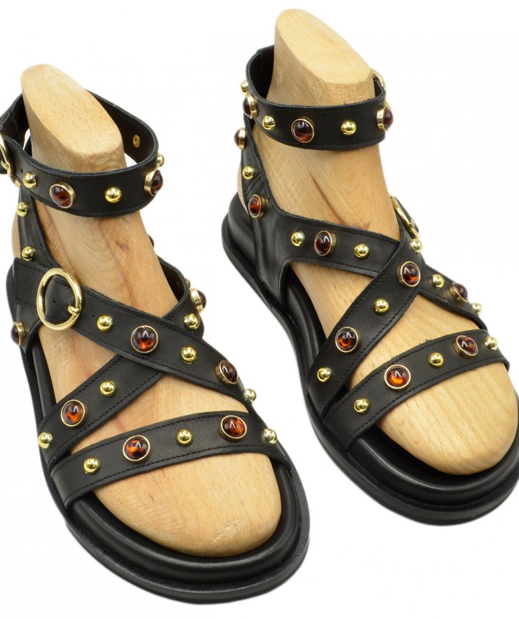 SANDAL U114-014 BLACK LEATHER