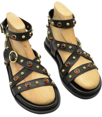 SANDAL U114-014 BLACK LEATHER 1