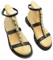 FLEX SANDAL U108-026 BLACK LEATHER 1