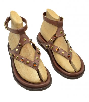 SANDAL U114-010 BROWN LEATHER 1