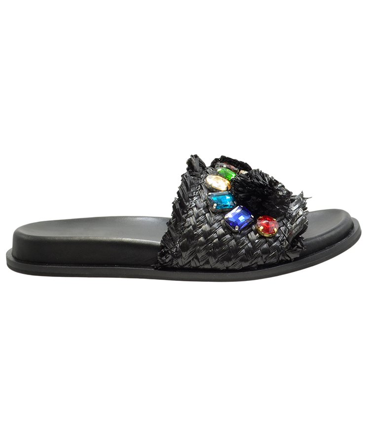 SANDAL U114-004 BLACK RAFFIA