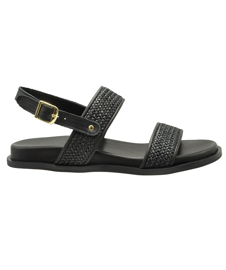 SANDAL U114-011 BLACK RAFFIA
