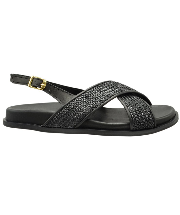 SANDAL U114-013 BLACK RAFFIA