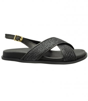 SANDAL U114-013 BLACK RAFFIA 1