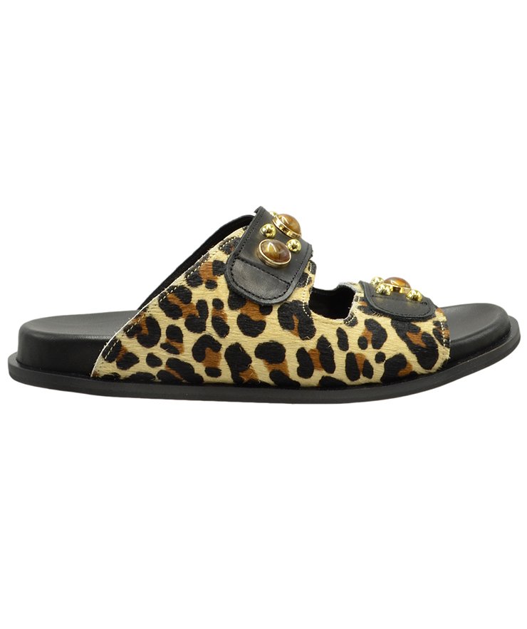 SANDAL U114-012 PONY LEOPARD LEATHER