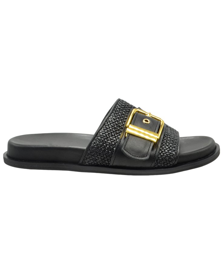 SANDAL U114-016 BLACK RAFFIA