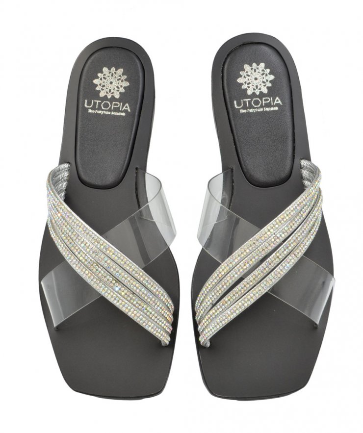 SANDAL U14-012 BLACK & IRIDA LEATHER
