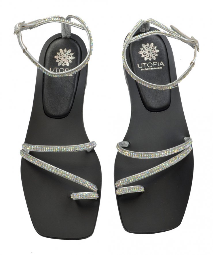 SANDAL U14-014 BLACK & IRIDA LEATHER